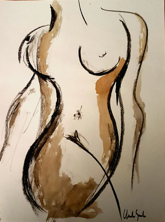 Drawing titled "nu 002" by Claude Grand, Original Artwork, Ink