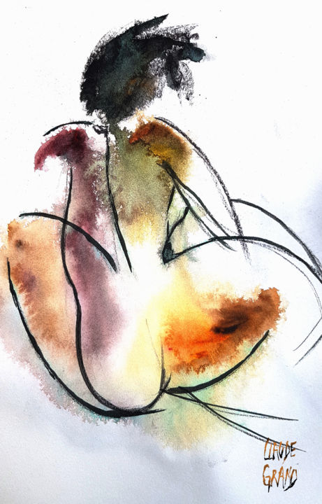 Рисунок под названием "Nu 005" - Claude Grand, Подлинное произведение искусства, Чернила