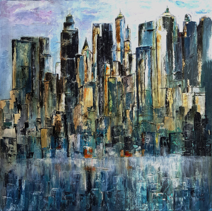 Painting titled "New York" by Claude Grand, Original Artwork, Acrylic