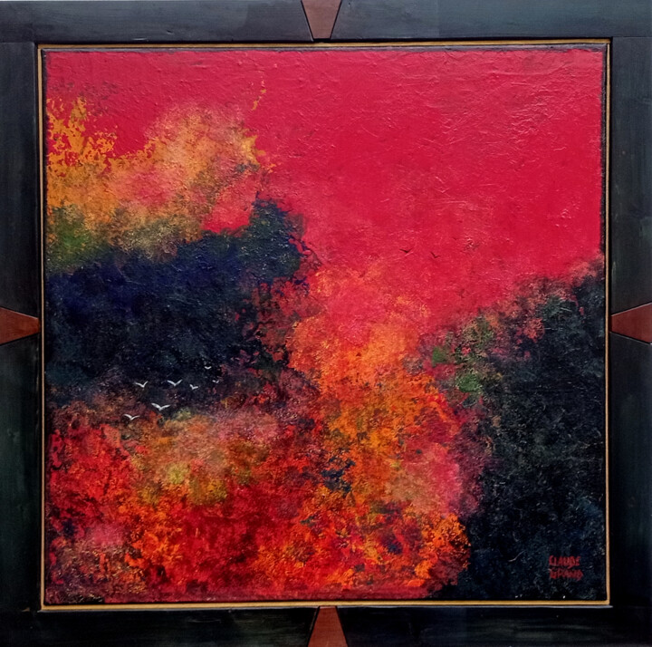 Painting titled "Evasion" by Claude Grand, Original Artwork, Acrylic Mounted on Wood Stretcher frame