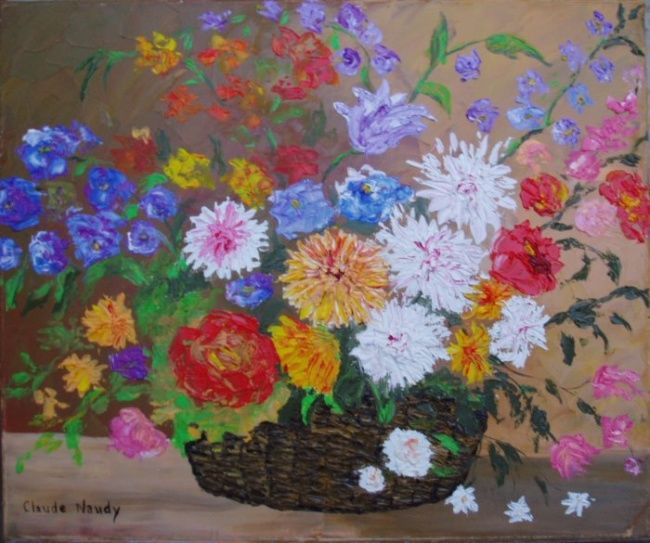 Pittura intitolato "Festival de fleurs" da Claude Naudy, Opera d'arte originale