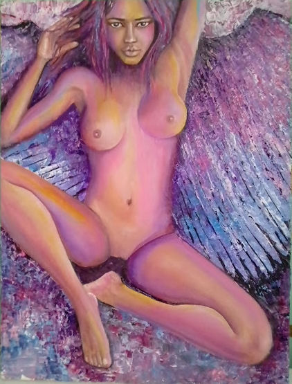 Pintura titulada "Angel erótico" por Claudia Cantuarias, Obra de arte original