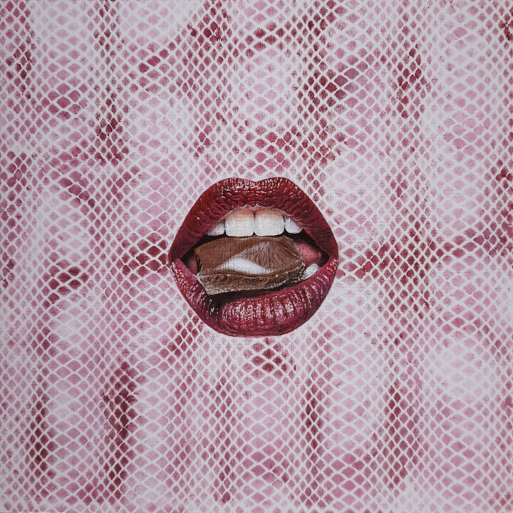 Painting titled "Tasty" by Claudia Daminato, Original Artwork, Acrylic Mounted on Cardboard