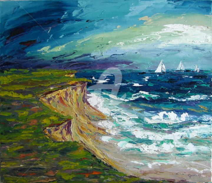 Painting titled ""Thunderclouds at N…" by Claudia Hansen, Original Artwork, Oil