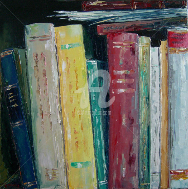 Картина под названием ""Library"" - Claudia Hansen, Подлинное произведение искусства, Масло