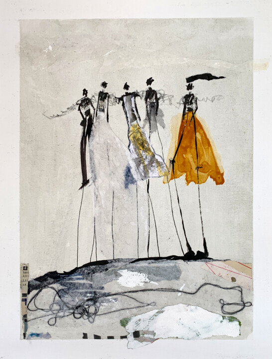 Dibujo titulada "Group of people" por Claudia König, Obra de arte original, Tinta