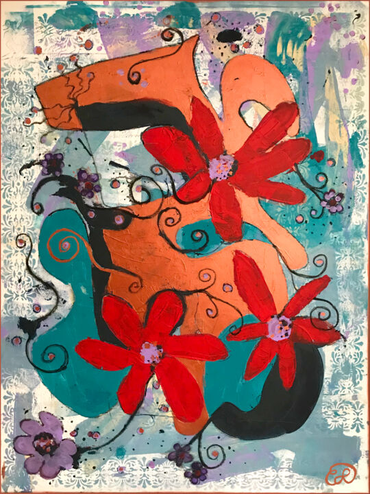 Картина под названием "Copper Fox" - Claudia Letulé, Подлинное произведение искусства, Акрил