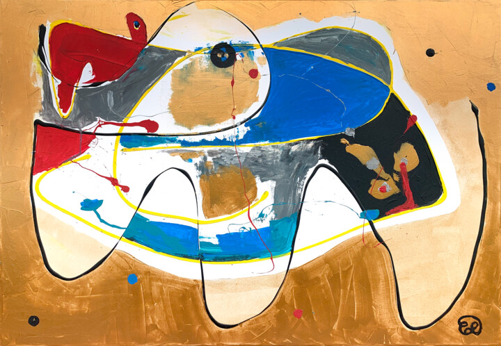 Malerei mit dem Titel "Huch, ein Fehler" von Claudia Letulé, Original-Kunstwerk, Acryl