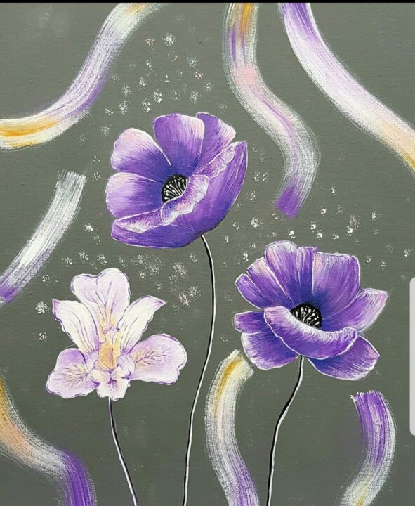 Schilderij getiteld "Purpledream" door Claudi'Art, Origineel Kunstwerk, Acryl