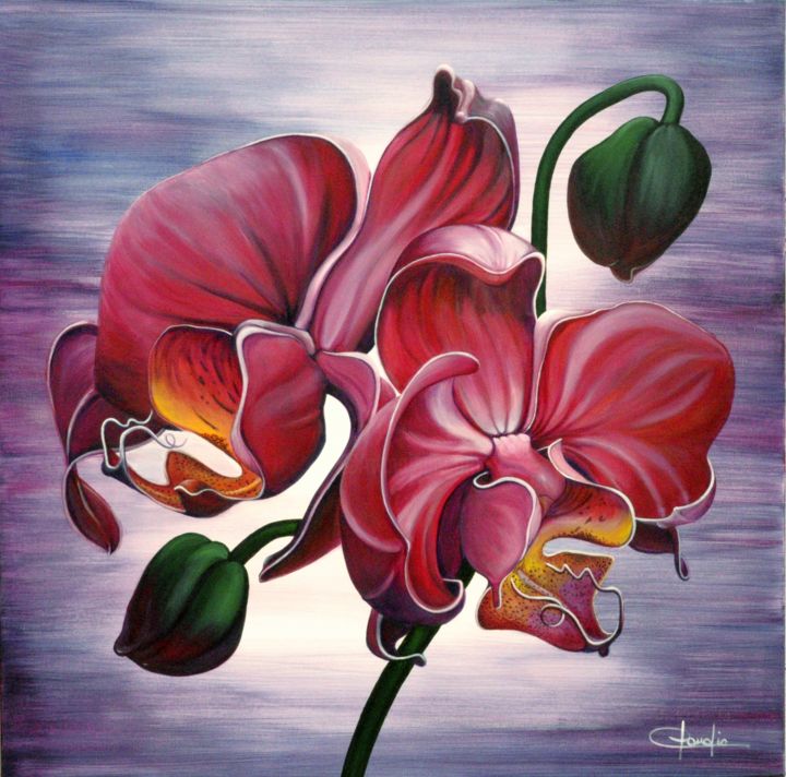 Pittura intitolato "Armonia in Orchidea" da Claudia Pellegrini, Opera d'arte originale, Acrilico