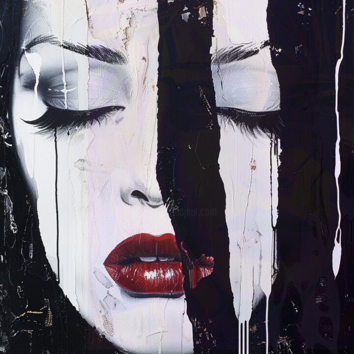 Картина под названием "GRIEF" - Claudia Sauter (Poptonicart), Подлинное произведение искусства, Цифровой коллаж