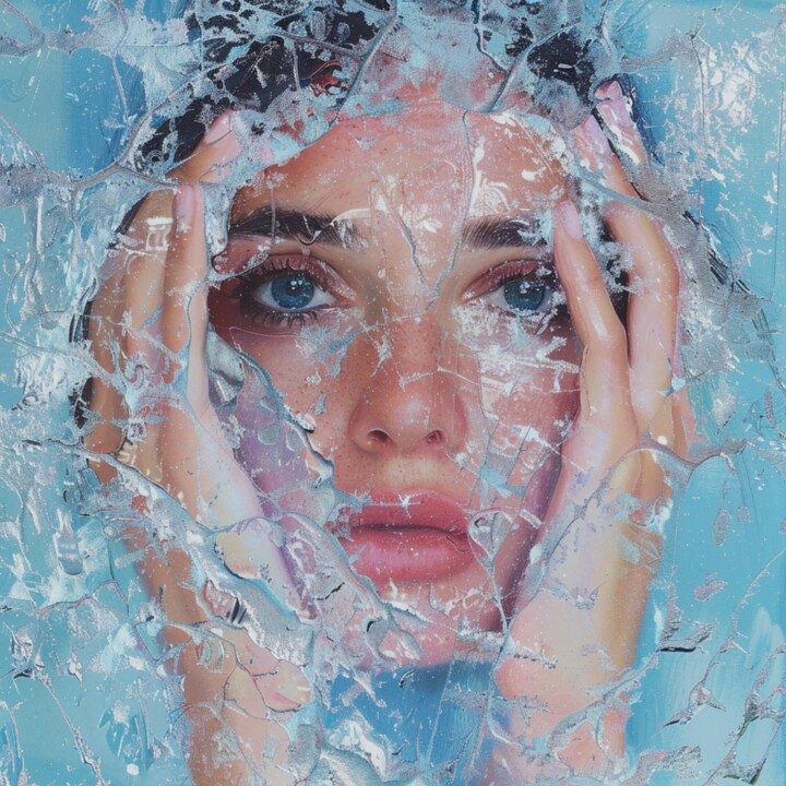 Painting titled "ICED FACE" by Claudia Sauter (Poptonicart), Original Artwork, Digital Collage