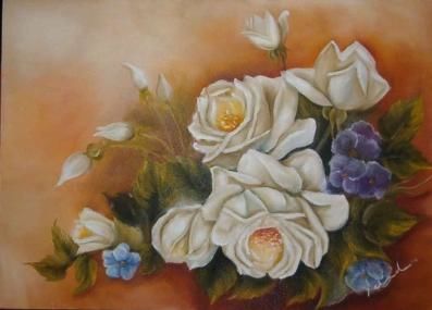 Painting titled "ROSAS E AMOR PERFEI…" by Claudia Scheneider, Original Artwork