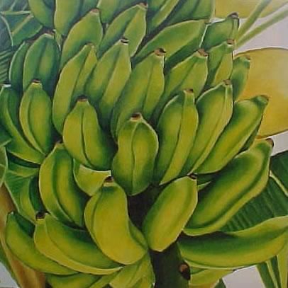 Painting titled "Banana" by Claudia Susan, Original Artwork, Oil