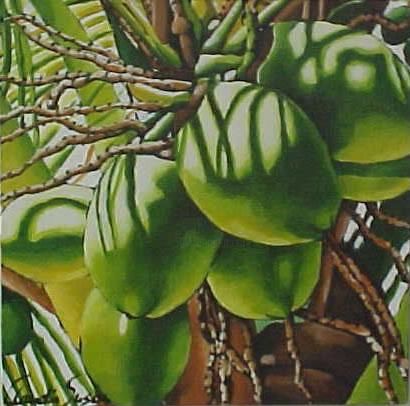 Peinture intitulée "Coconuts" par Claudia Susan, Œuvre d'art originale, Huile