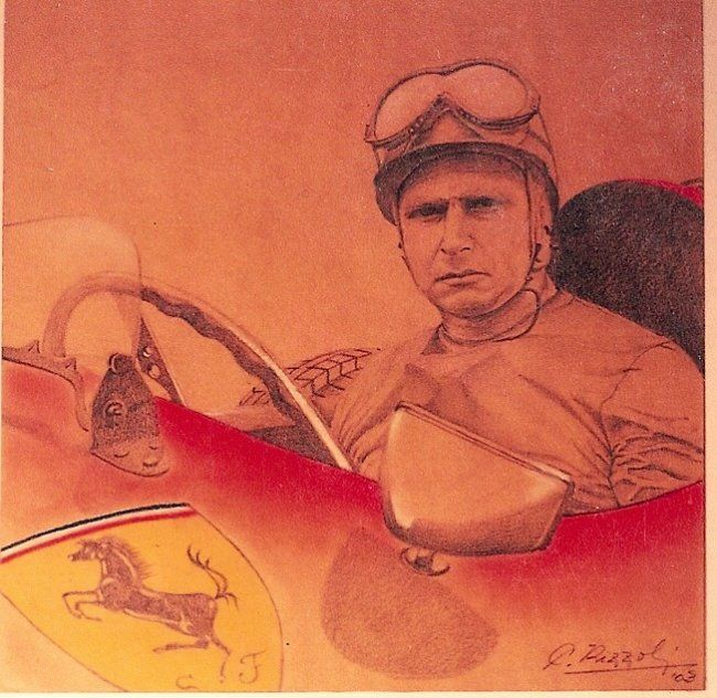 Desenho intitulada "Juan Manuel Fangio" por Claudia Rizzoli, Obras de arte originais