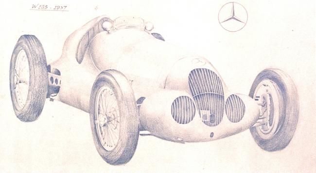 Σχέδιο με τίτλο "Mercedes Benz ´37" από Claudia Rizzoli, Αυθεντικά έργα τέχνης