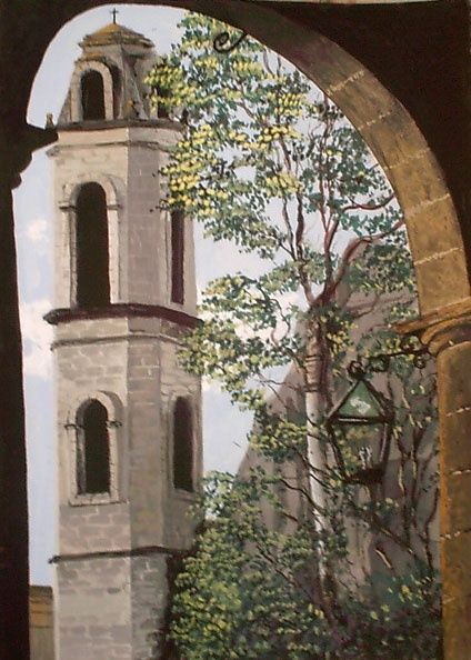 Painting titled "Torre de la Catedral" by Alejandro Valdés Guanche, Original Artwork