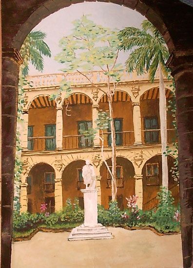 Painting titled "Palacio de los Capi…" by Alejandro Valdés Guanche, Original Artwork