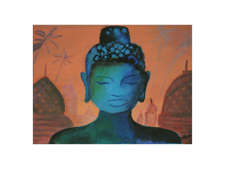 Painting titled "Boudha" by Claudie Drapeau, Original Artwork, Acrylic