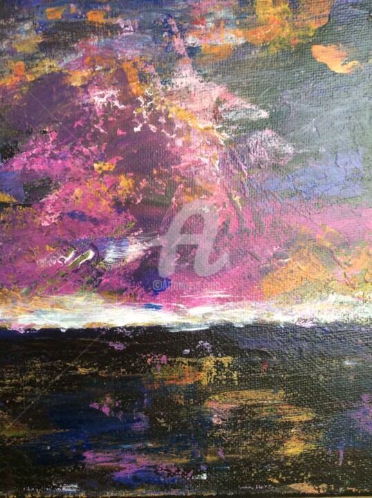 Pintura intitulada "ciel de fin de jour…" por Claudie Drapeau, Obras de arte originais, Acrílico