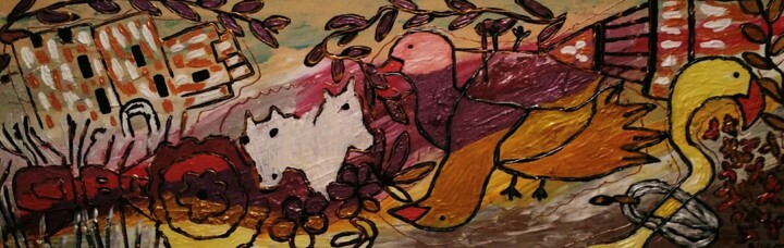 Картина под названием "Aigues-Mortes et la…" - Claudie Savelli (CLAUDIE-SAVELLI-CLAUDIO), Подлинное произведение искусства,…