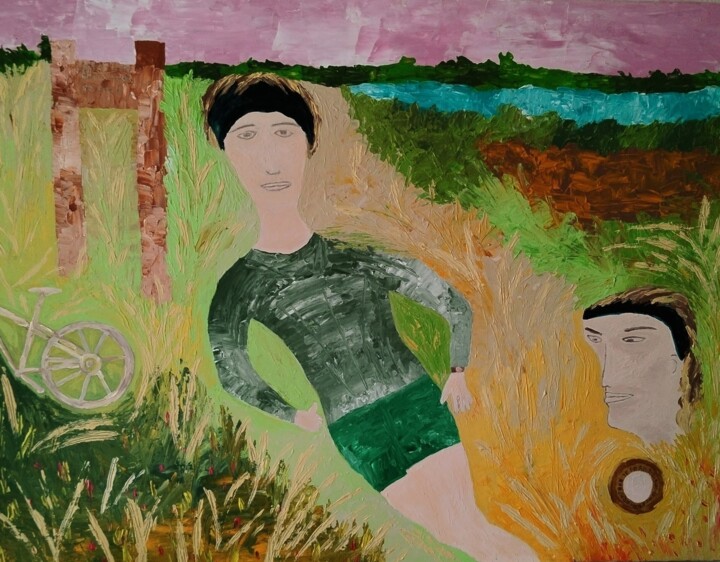 Peinture intitulée "Balade sportive" par Claudie Savelli (CLAUDIE-SAVELLI-CLAUDIO), Œuvre d'art originale, Acrylique Monté s…
