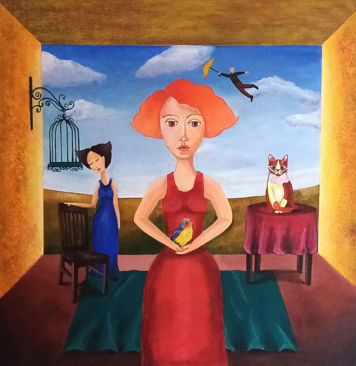 Painting titled "Liberación" by Claudine Brantes, Original Artwork, Acrylic
