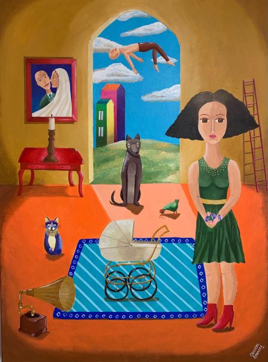 Painting titled "Caverna-19" by Claudine Brantes, Original Art, Acrylic