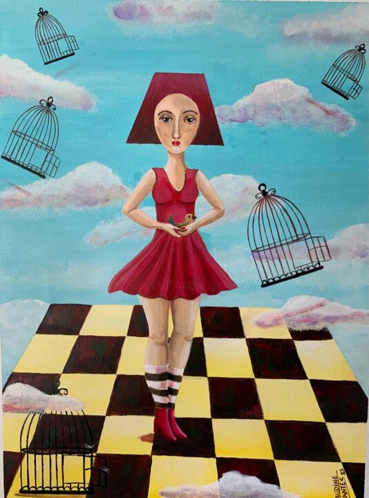 Malerei mit dem Titel "Libre inocencia" von Claudine Brantes, Original-Kunstwerk, Acryl