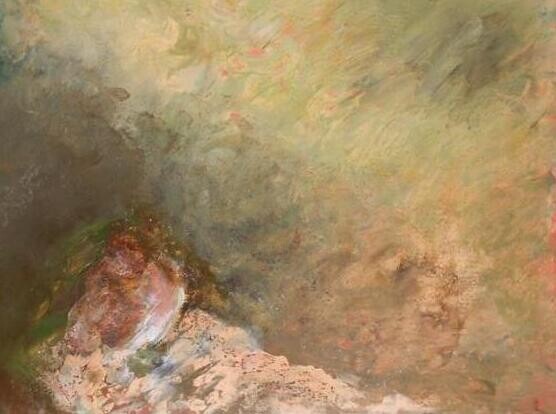 Pittura intitolato "Paysage avec rêve 3…" da Claudine Gregoire, Opera d'arte originale