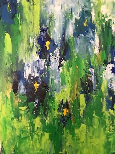 Картина под названием "Iris" - Claudine Janel, Подлинное произведение искусства, Акрил Установлен на Деревянная рама для нос…