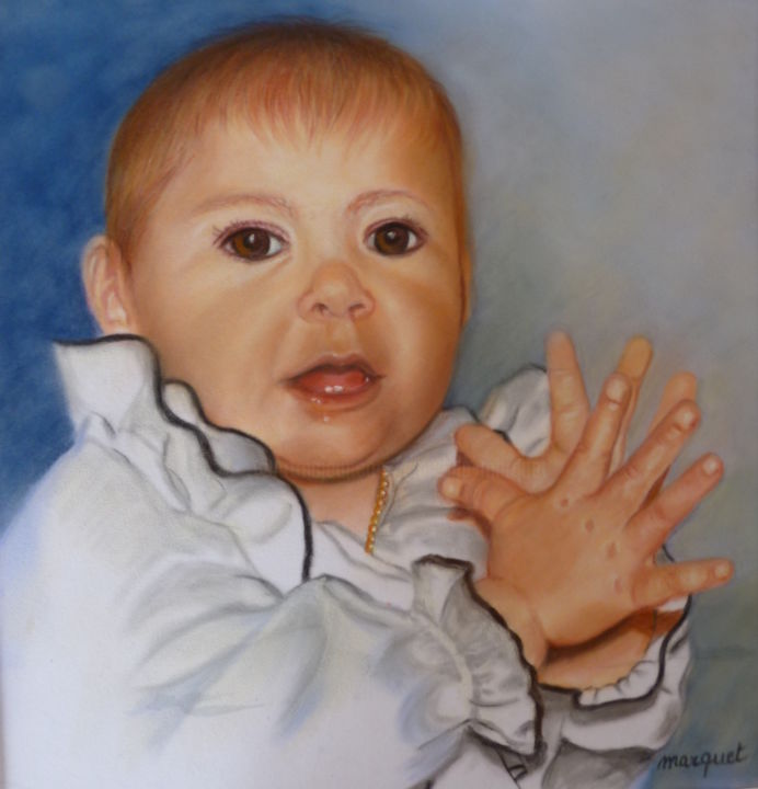 Drawing titled "bravo bébé !!!" by Claudine Marquet, Original Artwork, Pastel