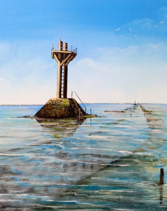 Painting titled "Le refuge gois" by Claudine Viégas, Original Artwork, Acrylic Mounted on artwork_cat.