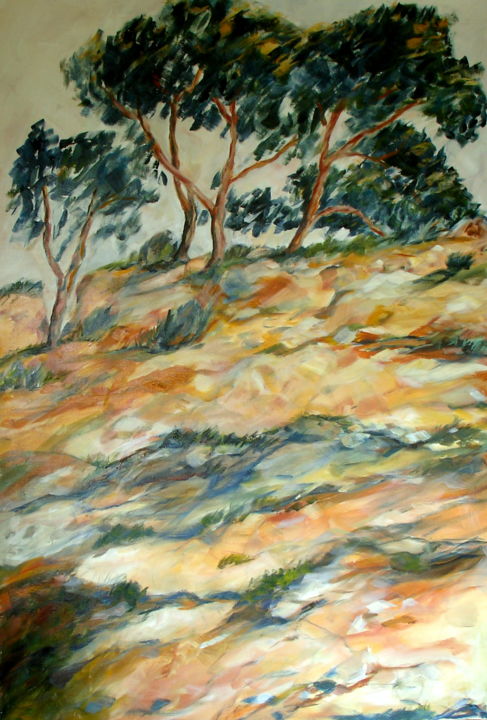Painting titled "Terre de Provence" by Claudine Pochat, Original Artwork, Oil
