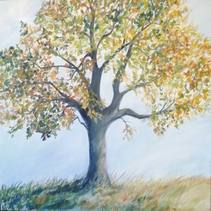 Peinture intitulée "Le Chêne" par Claudine Pochat, Œuvre d'art originale, Huile