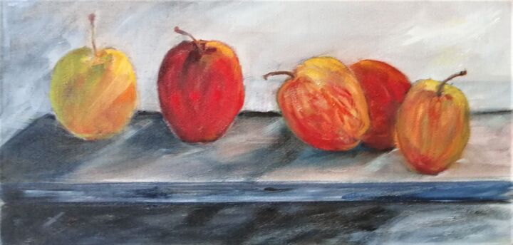 Peinture intitulée "Pommes" par Claudine Pochat, Œuvre d'art originale, Huile