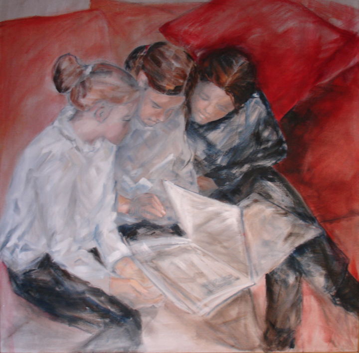 Painting titled "Les Soeurs" by Claudine Pochat, Original Artwork