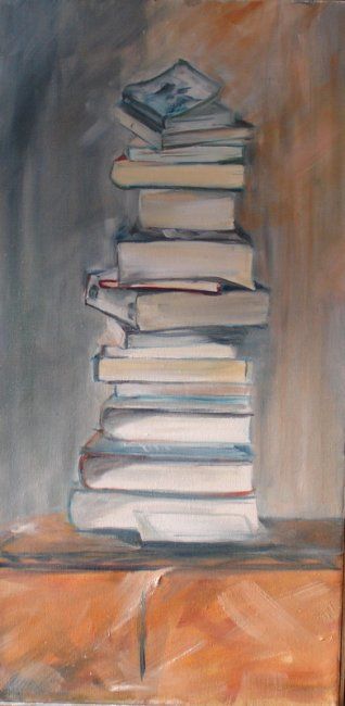 Painting titled "Livres 3" by Claudine Pochat, Original Artwork