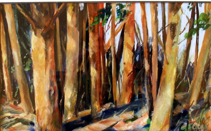Peinture intitulée "Forêt" par Claudine Pochat, Œuvre d'art originale, Gouache