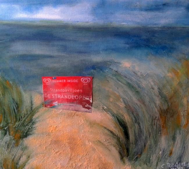 Painting titled "Dunes à Cadzand Bad" by Claudine Roques Ayache, Original Artwork, Oil