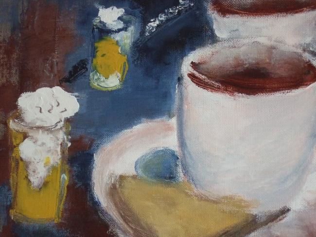 Painting titled "Café advocaat à Cad…" by Claudine Roques Ayache, Original Artwork, Oil