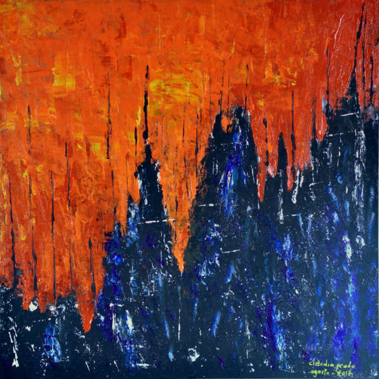 Peinture intitulée "sun-in-the-city.jpg" par Klauss, Œuvre d'art originale, Acrylique