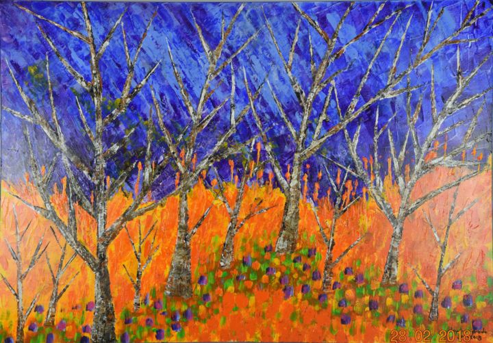 Peinture intitulée "floresta-encantada-…" par Klauss, Œuvre d'art originale, Acrylique