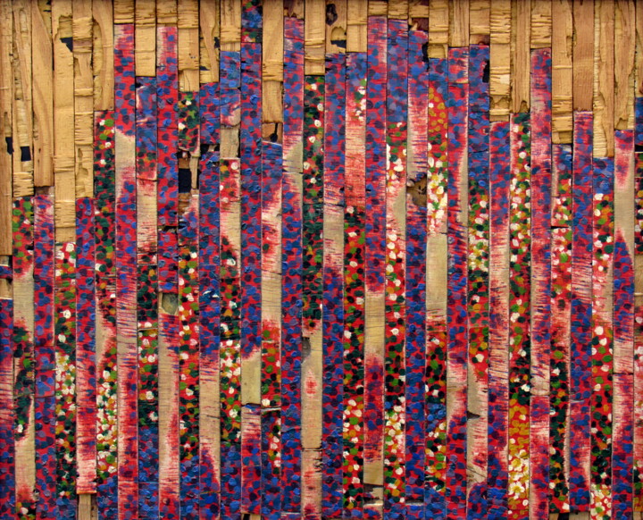 Collages intitolato "Favela Boogie-Woogie" da Claudio Boczon, Opera d'arte originale, Olio Montato su Pannello di legno