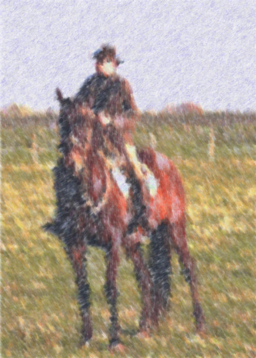 Digital Arts titled "Buttero a cavallo" by Claudiofioriart, Original Artwork, Digital Painting