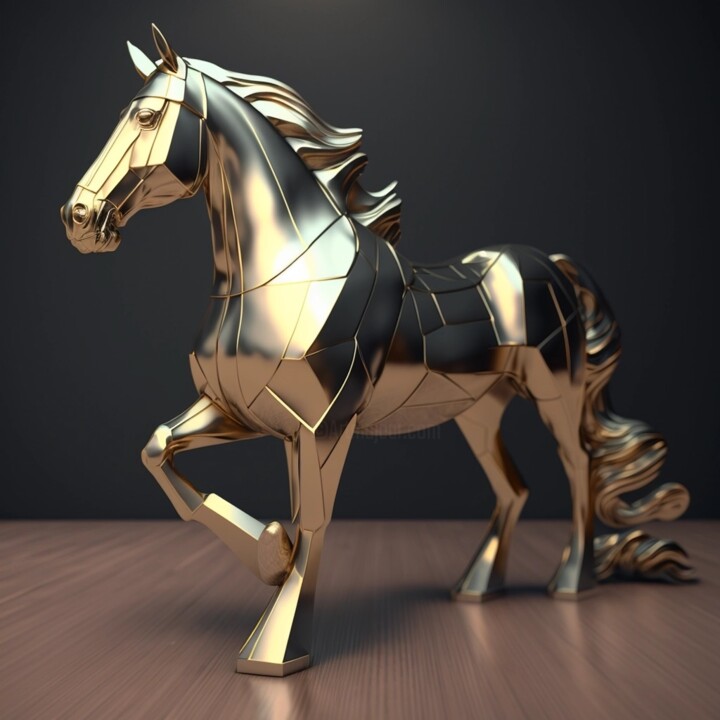 Digitale Kunst getiteld "Horse 01" door Claudio Pincas Feldman, Origineel Kunstwerk, AI gegenereerde afbeelding