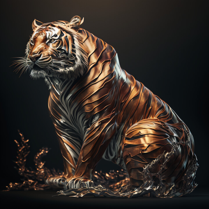 Arts numériques intitulée "Tiger 03" par Claudio Pincas Feldman, Œuvre d'art originale, Image générée par l'IA