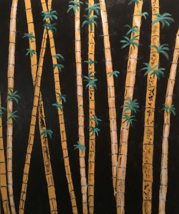 Painting titled "Bamboo" by Claudio Suenaga, Original Artwork, Acrylic