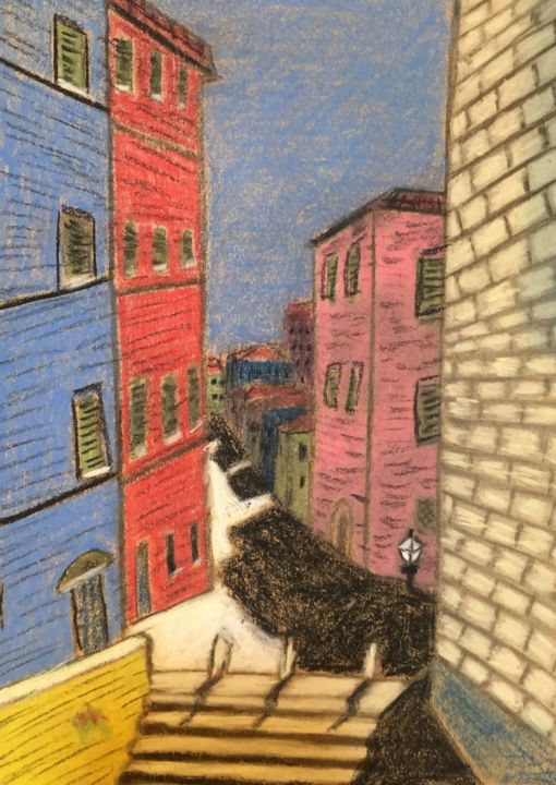 绘画 标题为“Italian city” 由Claudio Suenaga, 原创艺术品, 粉彩